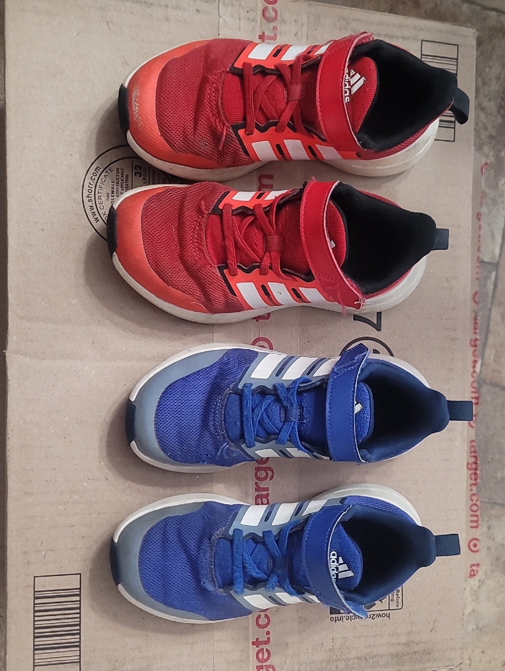 adidas Kids Red and Blue Hook-and-Loop Sneaker Duo